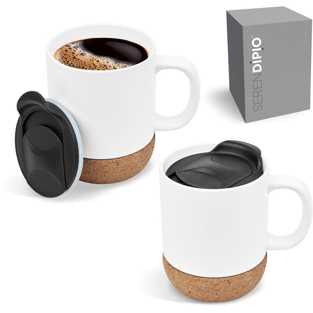Serendipio Sienna Cork & Ceramic Sublimation Coffee Mug - 340ml - Image 3
