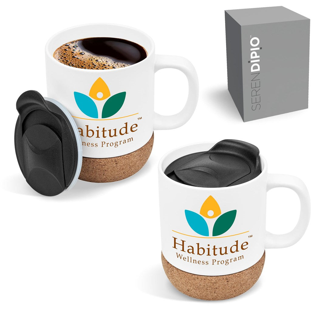 Serendipio Sienna Cork & Ceramic Sublimation Coffee Mug - 340ml - Image 2
